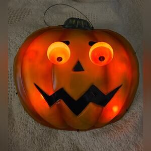 Vtg Bright Star Creepy Eyes Animated Pumpkin Jack O Lantern Halloween Decor